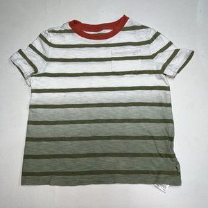 Gap Boys Striped Pocket Tee XS 4 5 White Green Orange Short Sleeve Crew Neck